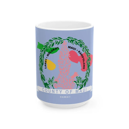 Flag of Maui County Hawaii (United States) White Coffee Mug 15oz - Go Mug Yourself