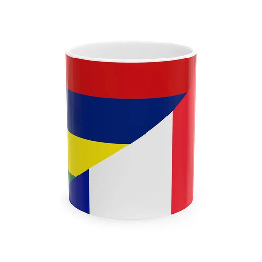 Flag of Mauritius and France (France) White Coffee Mug 11oz - Go Mug Yourself