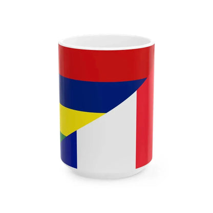 Flag of Mauritius and France (France) White Coffee Mug 15oz - Go Mug Yourself