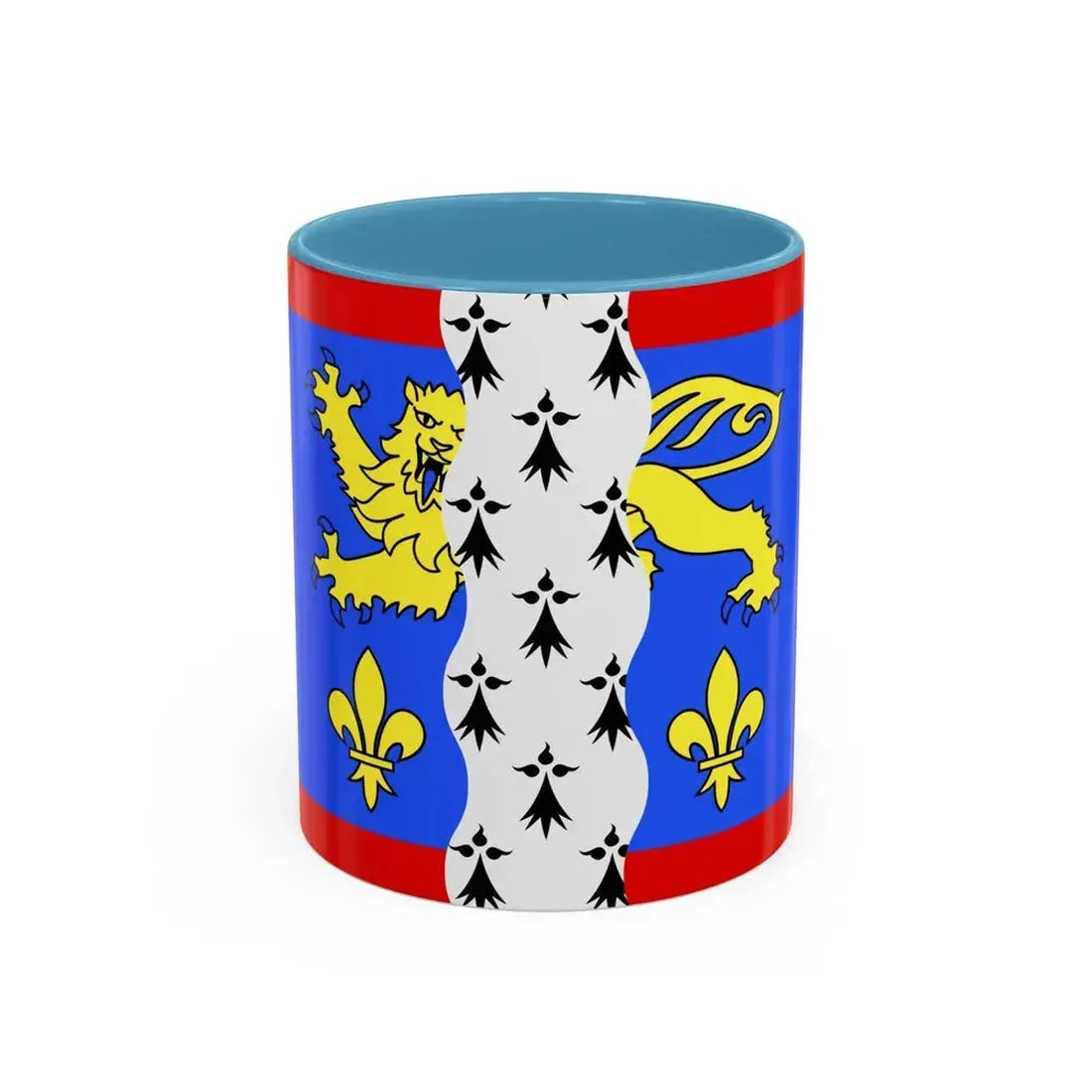 Flag of Mayenne France 2 - Accent Coffee Mug 11oz Light Blue - Go Mug Yourself