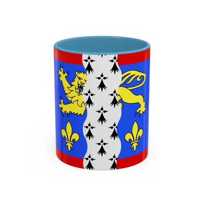 Flag of Mayenne France 2 - Accent Coffee Mug 11oz Light Blue - Go Mug Yourself