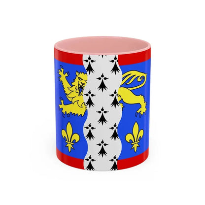 Flag of Mayenne France 2 - Accent Coffee Mug 11oz Pink - Go Mug Yourself