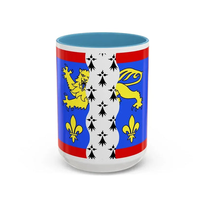 Flag of Mayenne France 2 - Accent Coffee Mug 15oz Light Blue - Go Mug Yourself
