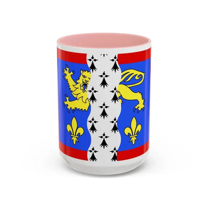 Flag of Mayenne France 2 - Accent Coffee Mug 15oz Pink - Go Mug Yourself