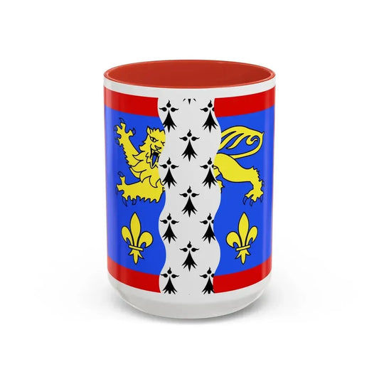 Flag of Mayenne France 2 - Accent Coffee Mug 15oz Red - Go Mug Yourself