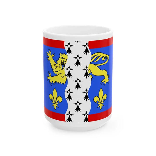 Flag of Mayenne France 2 - White Coffee Mug 15oz - Go Mug Yourself