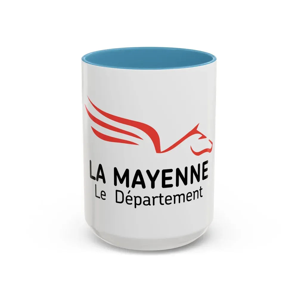 Flag of Mayenne France - Accent Coffee Mug 15oz Light Blue - Go Mug Yourself