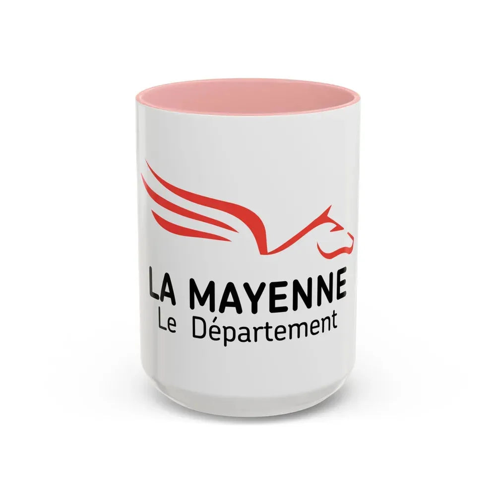 Flag of Mayenne France - Accent Coffee Mug 15oz Pink - Go Mug Yourself