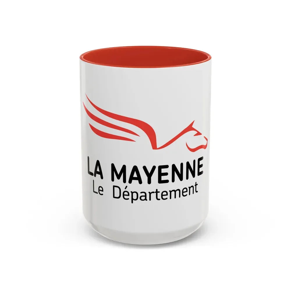 Flag of Mayenne France - Accent Coffee Mug 15oz Red - Go Mug Yourself
