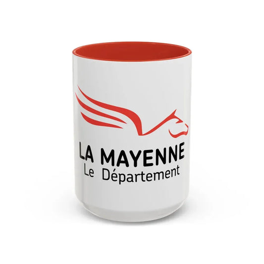 Flag of Mayenne France - Accent Coffee Mug 15oz Red - Go Mug Yourself