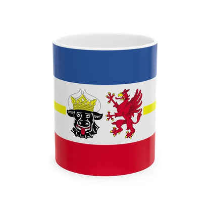 Flag of Mecklenburg-Western Pomerania state (Germany) White Coffee Mug 11oz - Go Mug Yourself