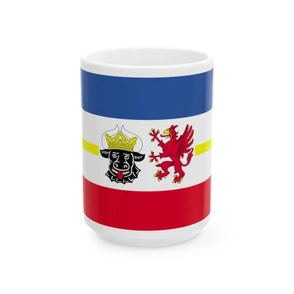 Flag of Mecklenburg-Western Pomerania state (Germany) White Coffee Mug 15oz - Go Mug Yourself