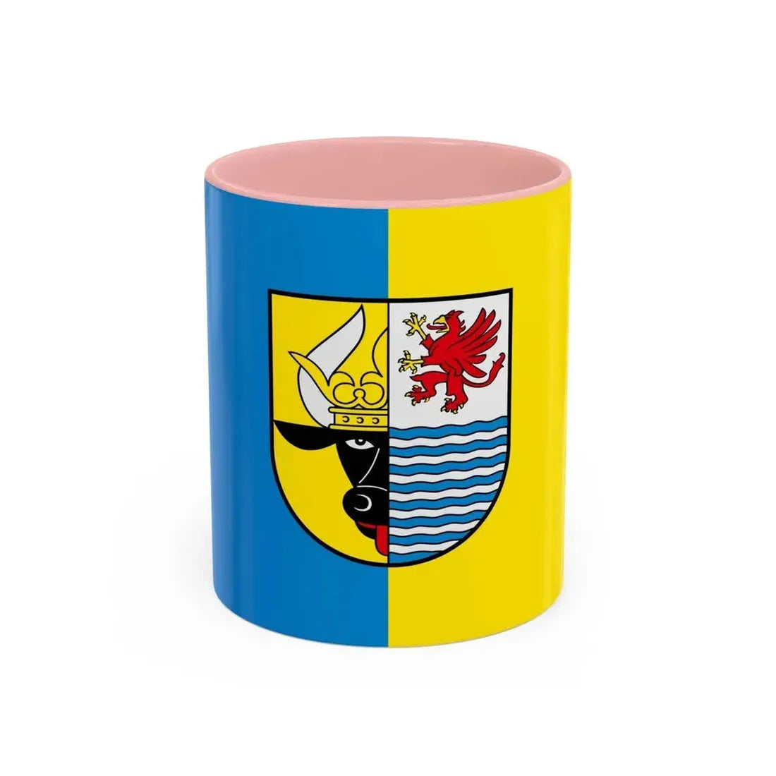 Flag of Mecklenburgische Seenplatte Germany - Accent Coffee Mug 11oz Pink - Go Mug Yourself