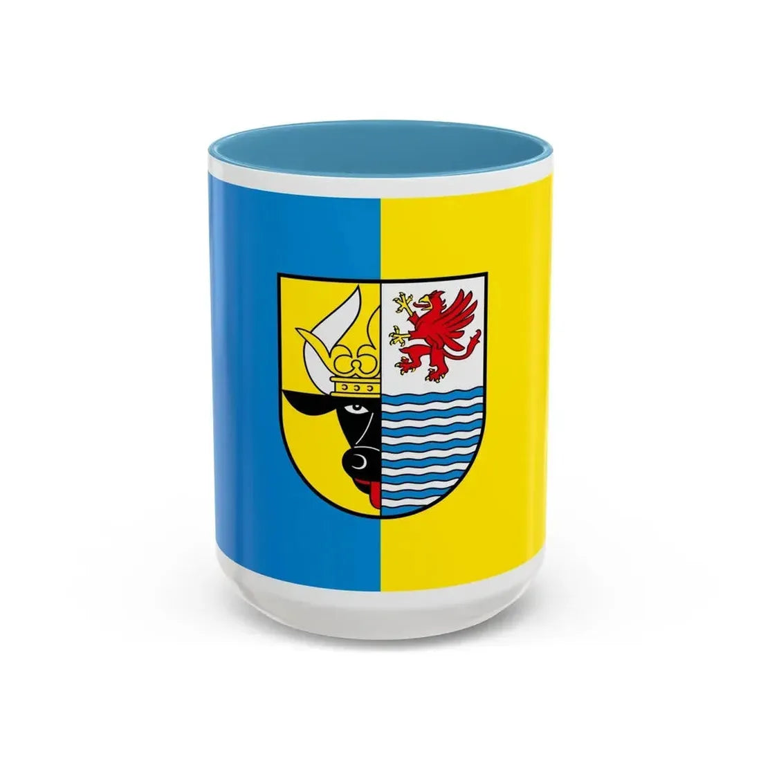 Flag of Mecklenburgische Seenplatte Germany - Accent Coffee Mug 15oz Light Blue - Go Mug Yourself