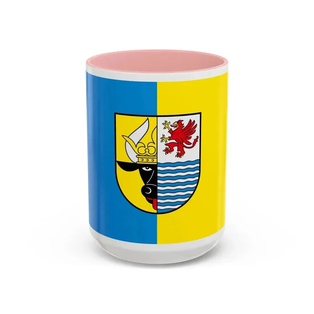 Flag of Mecklenburgische Seenplatte Germany - Accent Coffee Mug 15oz Pink - Go Mug Yourself