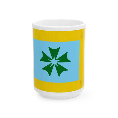 Flag of Memuro Hokkaido fringed (Japan) White Coffee Mug 15oz - Go Mug Yourself