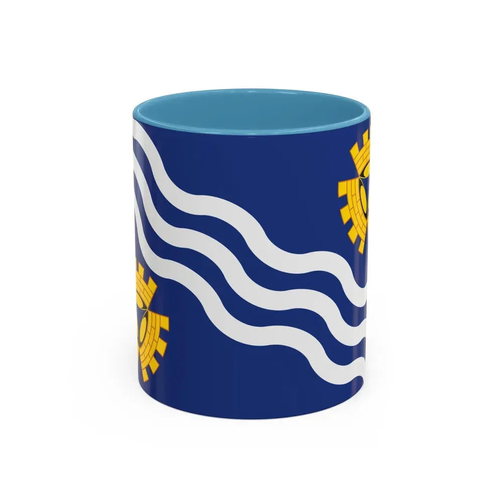 Flag of Merseyside UK - Accent Coffee Mug 11oz Light Blue - Go Mug Yourself