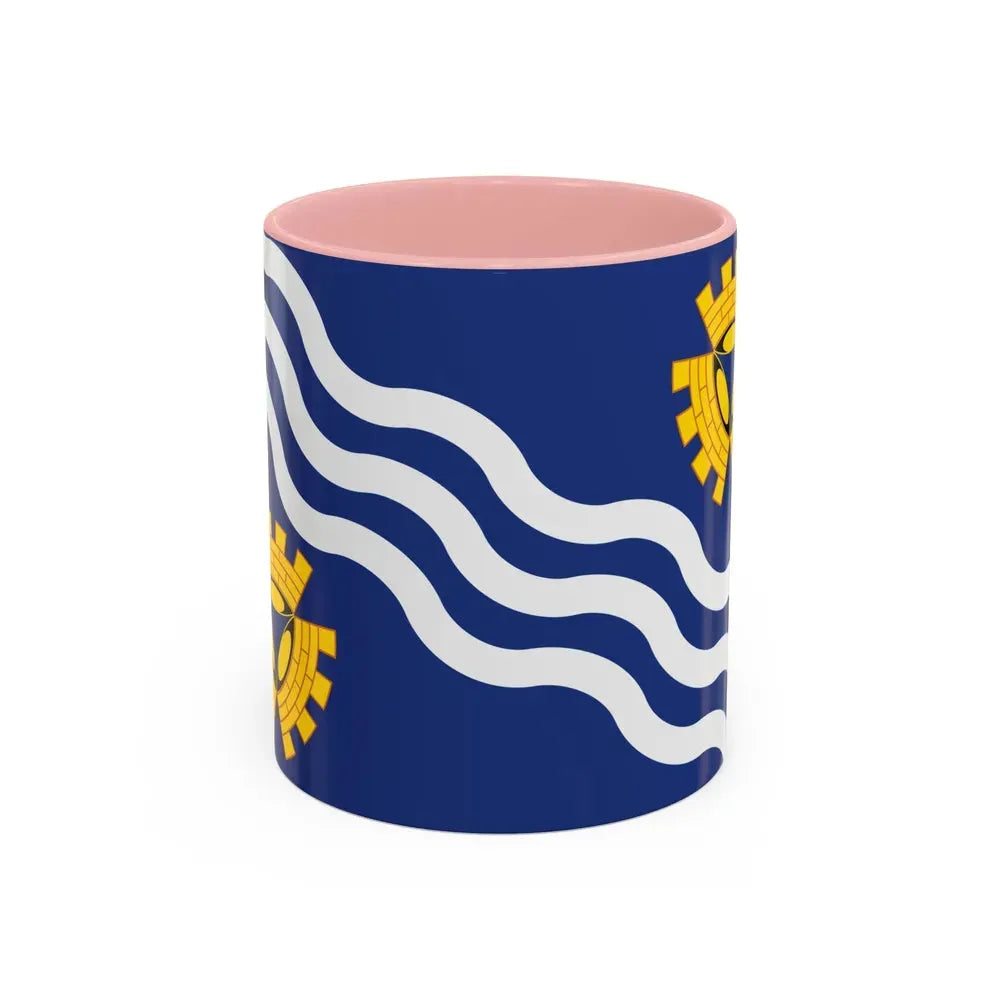 Flag of Merseyside UK - Accent Coffee Mug 11oz Pink - Go Mug Yourself