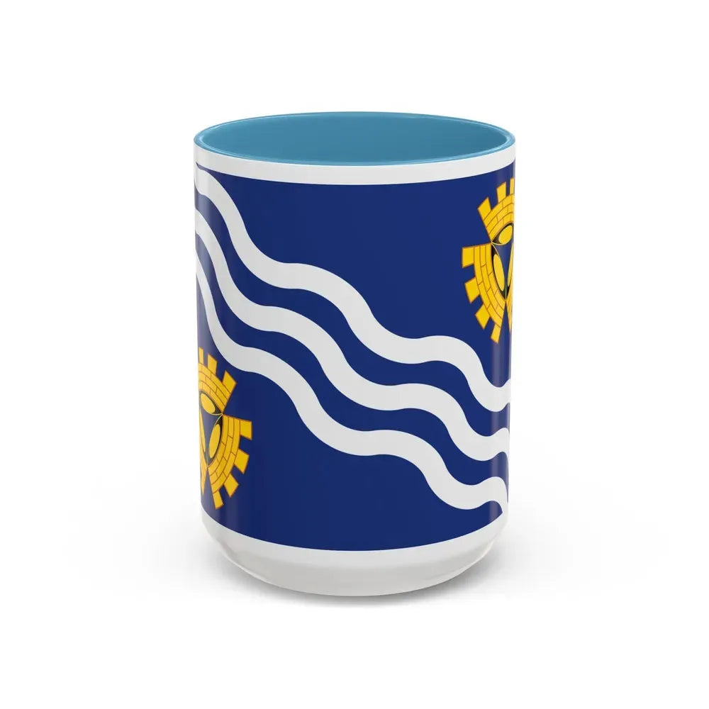 Flag of Merseyside UK - Accent Coffee Mug 15oz Light Blue - Go Mug Yourself