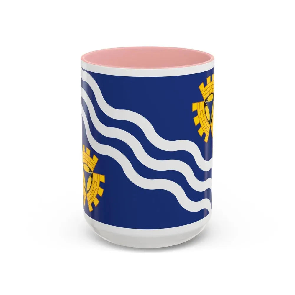 Flag of Merseyside UK - Accent Coffee Mug 15oz Pink - Go Mug Yourself