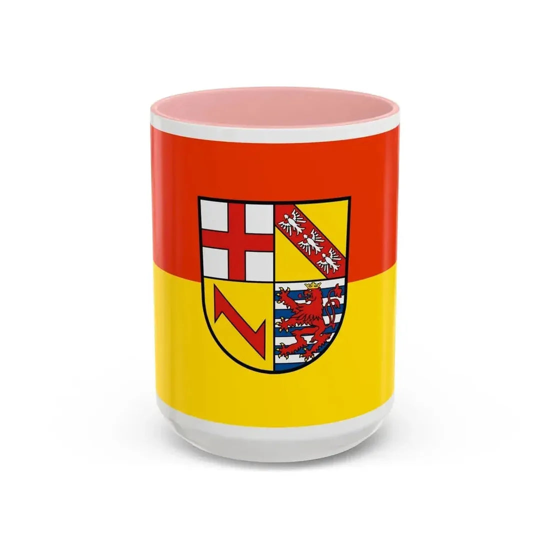 Flag of Merzig Wadern Germany - Accent Coffee Mug 15oz Pink - Go Mug Yourself