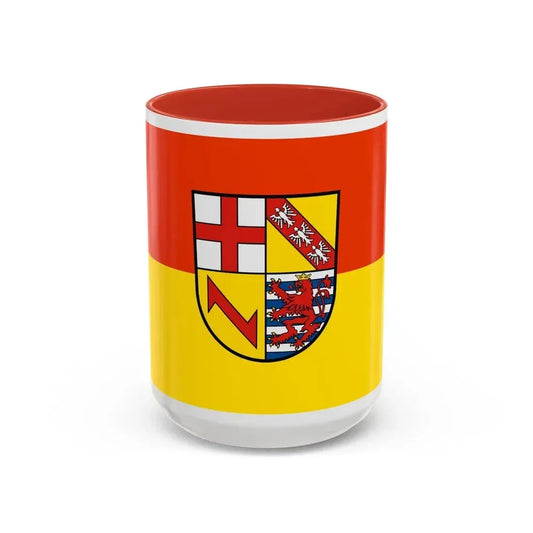 Flag of Merzig Wadern Germany - Accent Coffee Mug 15oz Red - Go Mug Yourself