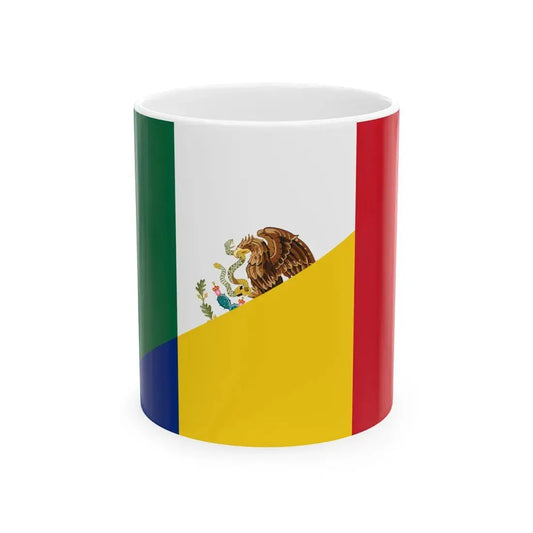 Flag of Mexico and Romania (Mexico) White Coffee Mug 11oz - Go Mug Yourself