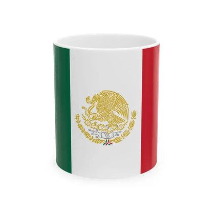 Flag of Mexico with Golden and Silver Arms (Mexico) White Coffee Mug 11oz - Go Mug Yourself