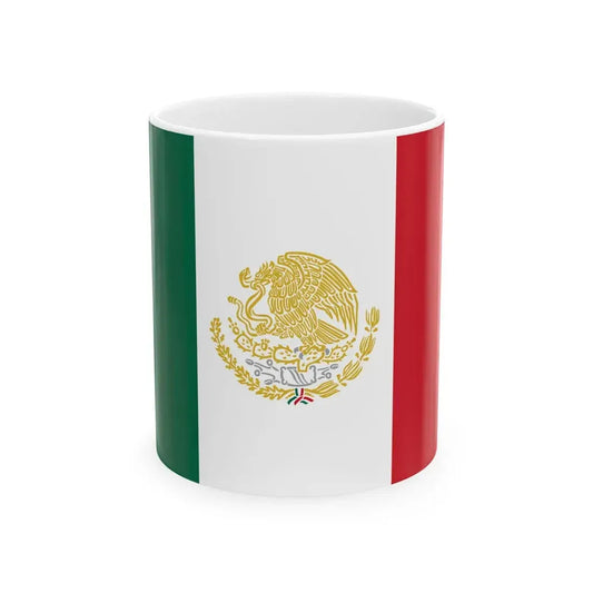 Flag of Mexico with Golden and Silver Arms (Mexico) White Coffee Mug 11oz - Go Mug Yourself
