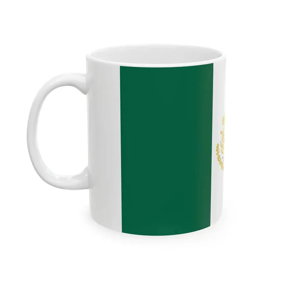Flag of Mexico with Golden and Silver Arms (Mexico) White Coffee Mug - Go Mug Yourself