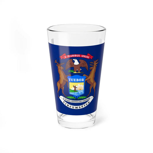 Flag of Michigan 3-2 (United States) Pint Glass 16oz 16oz - Go Mug Yourself