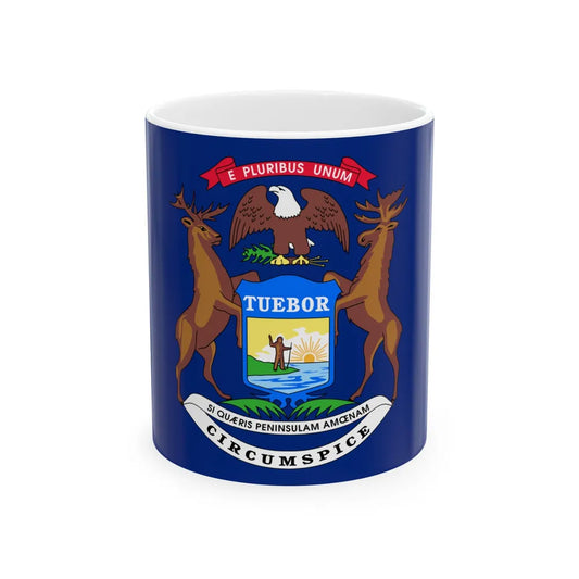 Flag of Michigan 3-2 (United States) White Coffee Mug 11oz - Go Mug Yourself