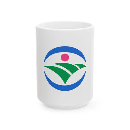 Flag of Mima Tokushima no text (Japan) White Coffee Mug 15oz - Go Mug Yourself