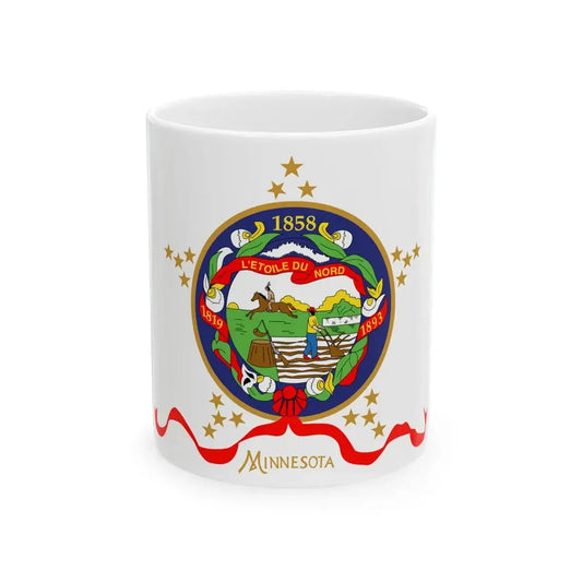 Flag of Minnesota 1893-1957 (United States) White Coffee Mug 11oz - Go Mug Yourself