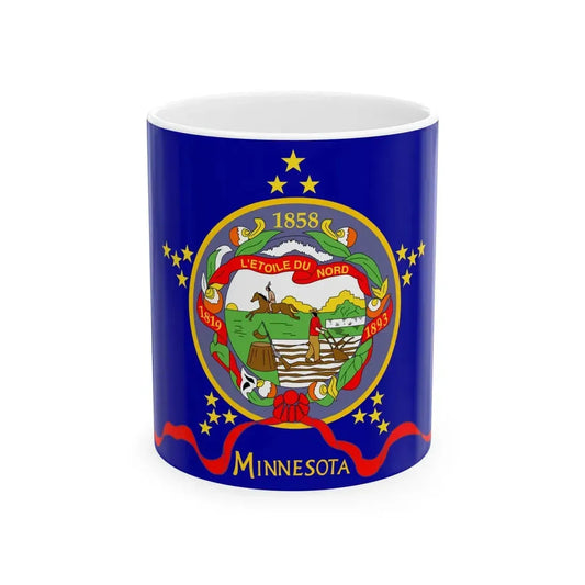Flag of Minnesota 1893 (United States) White Coffee Mug 11oz - Go Mug Yourself