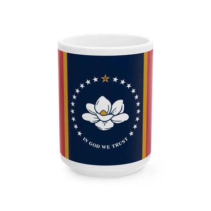 Flag of Mississippi 3-2 (United States) White Coffee Mug 15oz - Go Mug Yourself