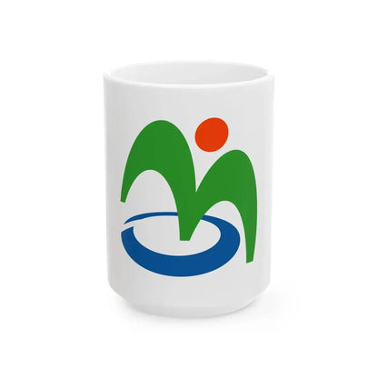 Flag of Miyoshi Tokushima no text (Japan) White Coffee Mug 15oz - Go Mug Yourself