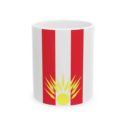 Flag of Mogila Municipality Macedonia (North Macedonia) White Coffee Mug 11oz - Go Mug Yourself