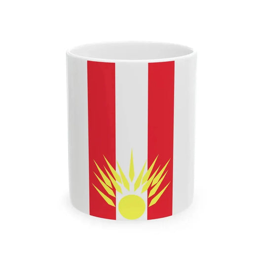 Flag of Mogila Municipality Macedonia (North Macedonia) White Coffee Mug 11oz - Go Mug Yourself