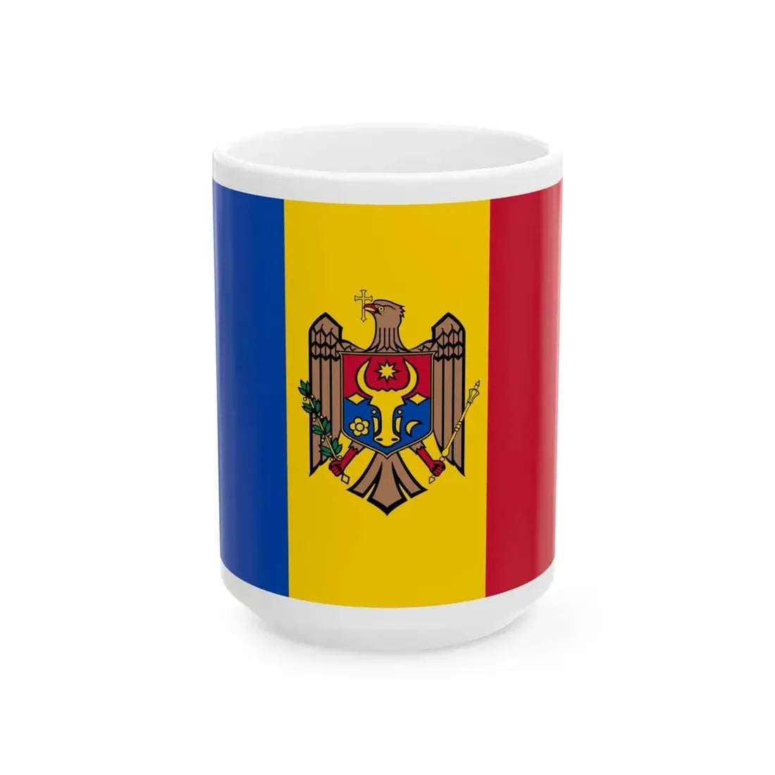Flag of Moldova 3-2 (Moldova) White Coffee Mug 15oz - Go Mug Yourself
