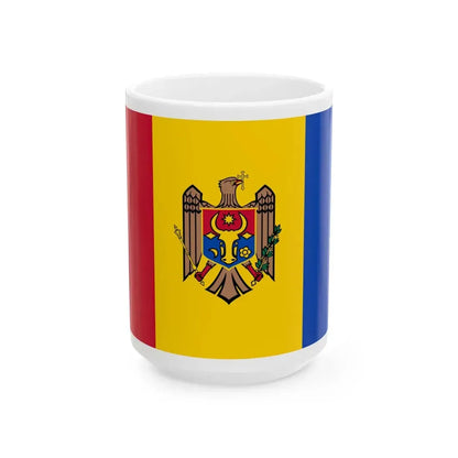 Flag of Moldova reverse (Moldova) White Coffee Mug 15oz - Go Mug Yourself