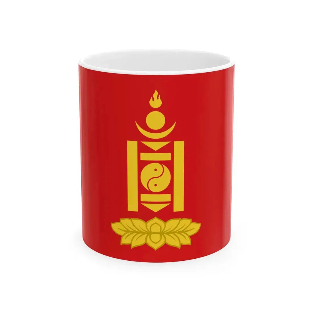 Flag of Mongolia 1924 golden emblem (Mongolia) White Coffee Mug 11oz - Go Mug Yourself