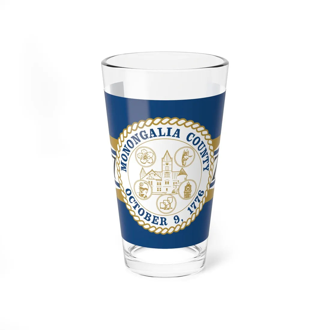 Flag of Monongalia County West Virginia (United States) Pint Glass 16oz 16oz - Go Mug Yourself