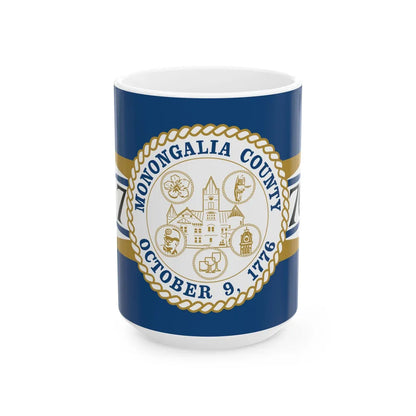 Flag of Monongalia County West Virginia (United States) White Coffee Mug 15oz - Go Mug Yourself