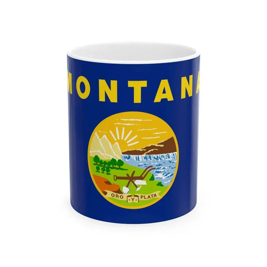 Flag of Montana 3-2 (United States) White Coffee Mug 11oz - Go Mug Yourself