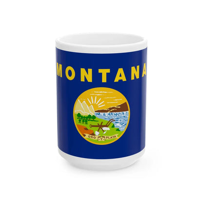 Flag of Montana (United States) White Coffee Mug 15oz - Go Mug Yourself