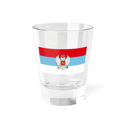 Flag of Montenegro 1993-2004 with coat of arms (Montenegro) Shot Glass 1.5oz 1.5oz - Go Mug Yourself