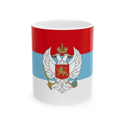 Flag of Montenegro 1993-2004 with coat of arms (Montenegro) White Coffee Mug 11oz - Go Mug Yourself