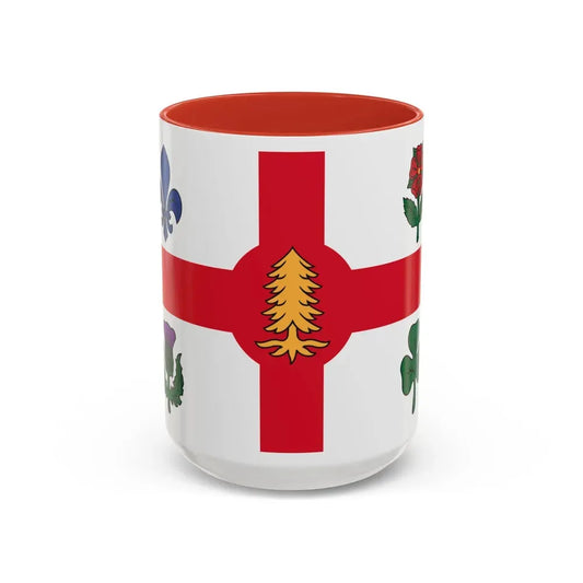 Flag of Montreal Canada - Accent Coffee Mug 15oz Red - Go Mug Yourself