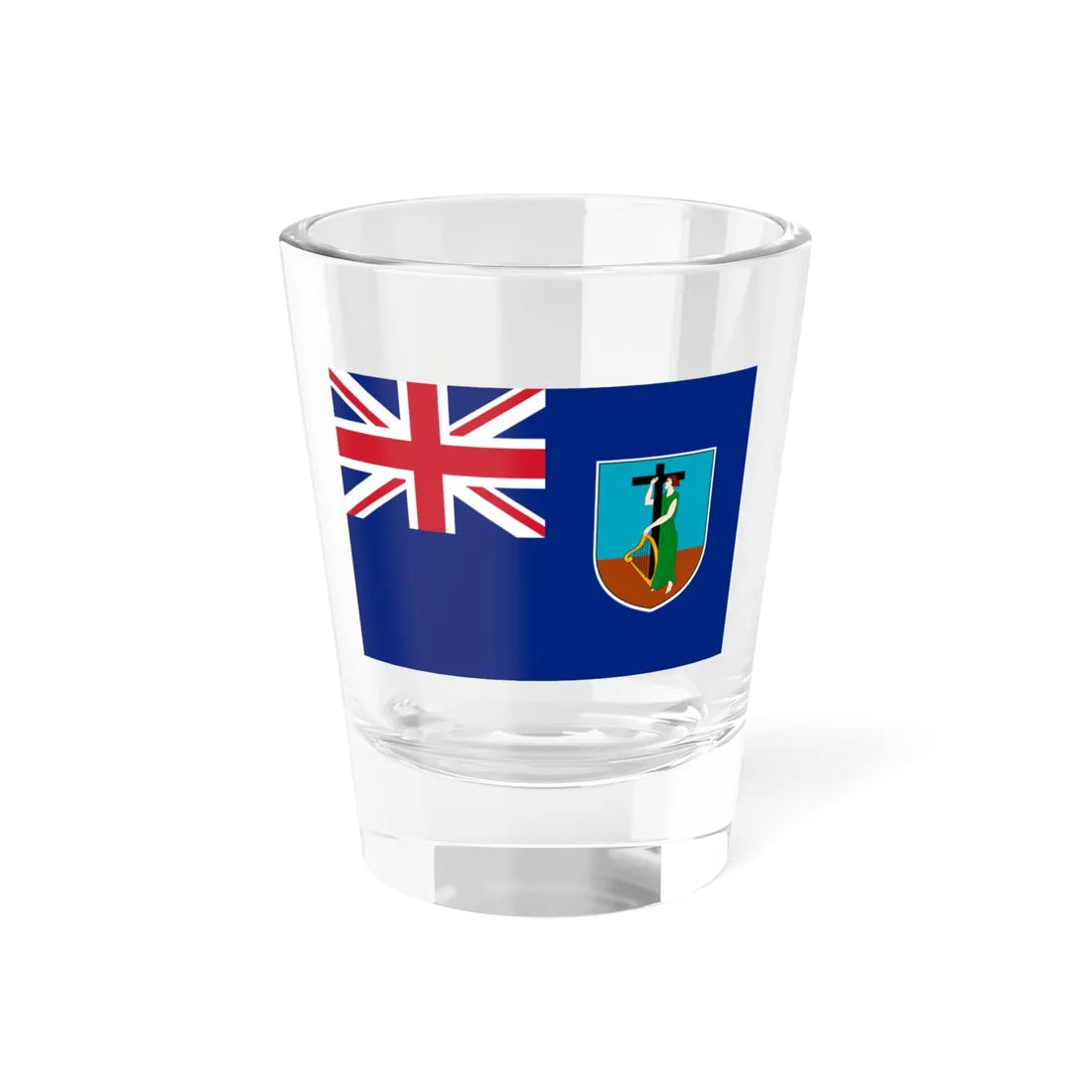 Flag of Montserrat 3-2 (United Kingdom) Shot Glass 1.5oz 1.5oz - Go Mug Yourself